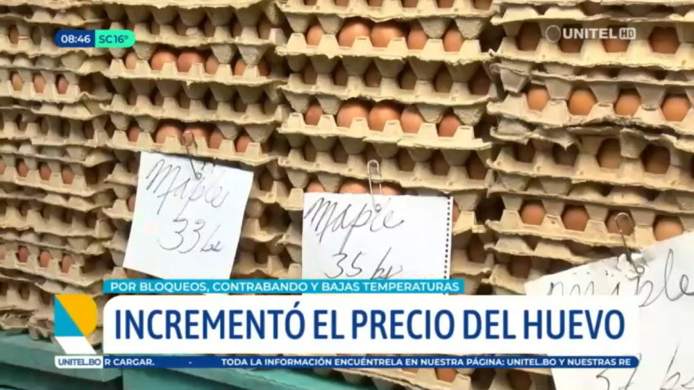 Sube el precio del huevo en Cochabamba, agropecuarios dicen que es consecuencia del contrabando